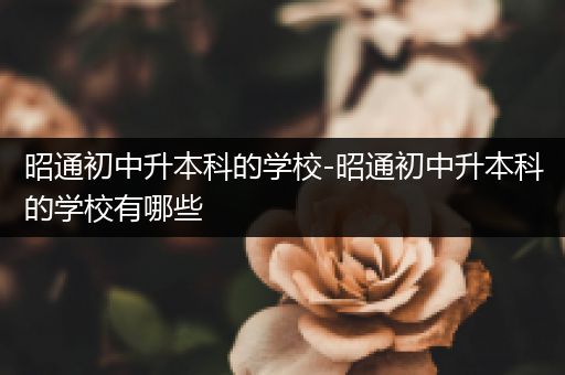 昭通初中升本科的学校-昭通初中升本科的学校有哪些