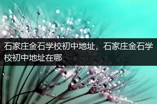石家庄金石学校初中地址，石家庄金石学校初中地址在哪