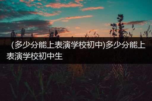 （多少分能上表演学校初中)多少分能上表演学校初中生