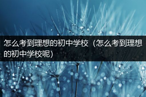 怎么考到理想的初中学校（怎么考到理想的初中学校呢）