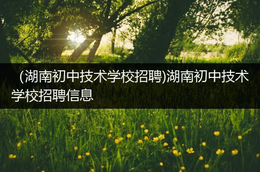 （湖南初中技术学校招聘)湖南初中技术学校招聘信息