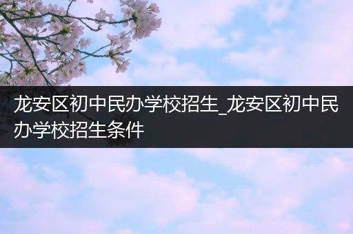 龙安区初中民办学校招生_龙安区初中民办学校招生条件