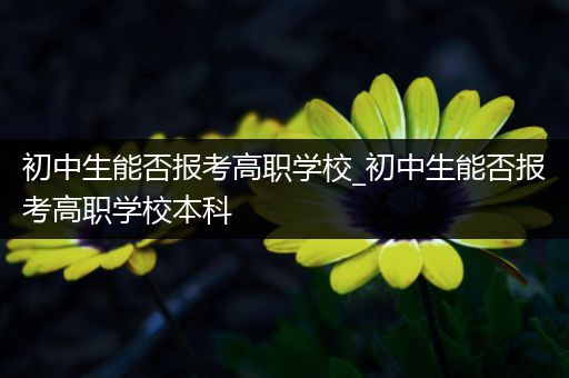 初中生能否报考高职学校_初中生能否报考高职学校本科