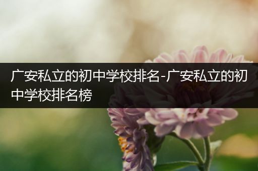 广安私立的初中学校排名-广安私立的初中学校排名榜