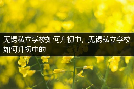 无锡私立学校如何升初中，无锡私立学校如何升初中的