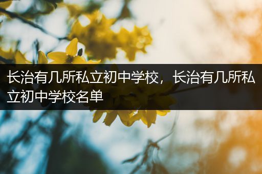 长治有几所私立初中学校，长治有几所私立初中学校名单