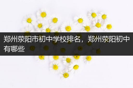 郑州荥阳市初中学校排名，郑州荥阳初中有哪些