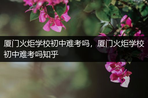 厦门火炬学校初中难考吗，厦门火炬学校初中难考吗知乎