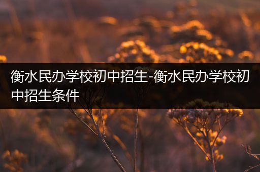 衡水民办学校初中招生-衡水民办学校初中招生条件