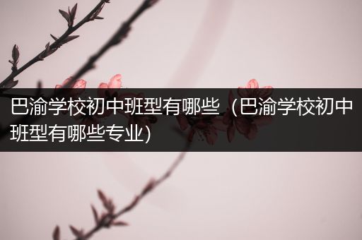 巴渝学校初中班型有哪些（巴渝学校初中班型有哪些专业）