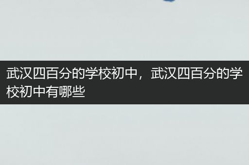 武汉四百分的学校初中，武汉四百分的学校初中有哪些