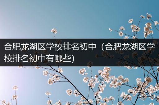 合肥龙湖区学校排名初中（合肥龙湖区学校排名初中有哪些）