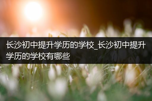 长沙初中提升学历的学校_长沙初中提升学历的学校有哪些