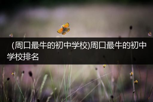 （周口最牛的初中学校)周口最牛的初中学校排名