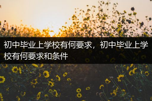 初中毕业上学校有何要求，初中毕业上学校有何要求和条件