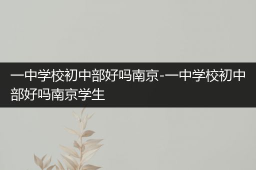 一中学校初中部好吗南京-一中学校初中部好吗南京学生
